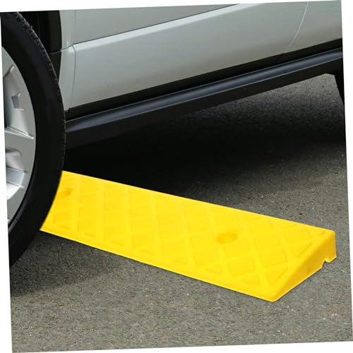 BESTYASH 2 piezas rampas de goma resistentes para entrada de coches y umbrales, amarillas, antideslizantes, multiuso para sillas de ruedas, scooters y acceso vehicular miniatura 5