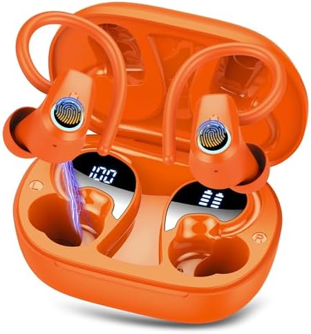 Kabellose Bluetooth Kopfhörer Sport, 50Std HiFi Stereo In Ear Ohrhörer | ENC Noise Cancelling Mics Headphones, LED Anzeige,USB-C, IP7 Wasserdicht Earbuds für Joggen Gym, Android iO