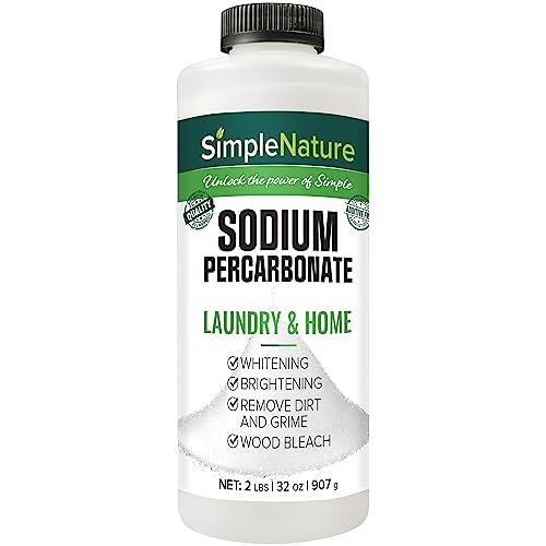 SimpleNature Sodium Percarbonate (2 lbs) - Versatile Scent-Free Cleaner for Home Laundry and Decking - Pure Oxygen Bleach - Convenient Container with Scoop