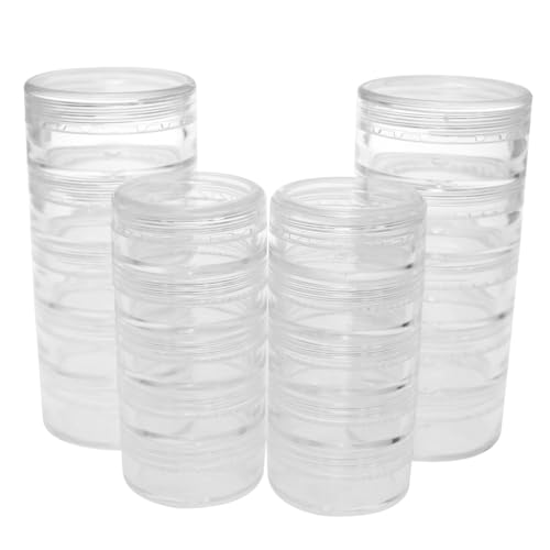 Image of Xhziy 5ml and 10ml Superposition PS Transparent Box 2 Sets of Transparent Storage Box Round Storage Box Bead Container Diamond Painting Storage Sample Accessories 4 Sets