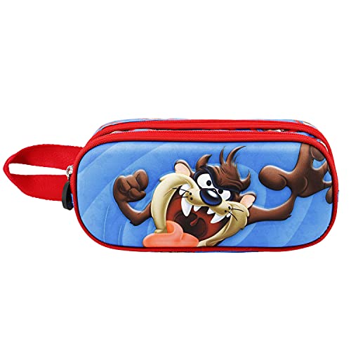 Looney Tunes Taz Tasmanian-Estuche Portatodo 3D Doble, Azul, 22