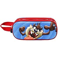 Looney Tunes Taz Tasmanian-Estuche Portatodo 3D Doble, Azul, 22