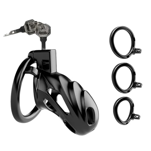 Male Chastity Cage Male Sex Toys Cock Cage with 3 Size Penis Rings, Lightweight Resin Male Chastity Device Penis Cage with Keys for Man Penis Exercise Sex