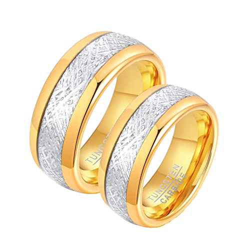 Bagues en carbure de tungstène Feng Shui pour couples, alliances durables or et argent 8mm