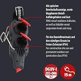Brennenstuhl Professional listwa zasilająca z przedłużaczem/rozdzielaczem, 4-krotna (kabel 15 m w kolorze czarnym, zastosowanie na placu budowy i stałe zastosowanie na zewnątrz, IP54, gniazda w