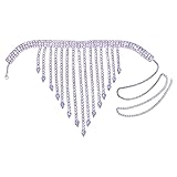 Zgehnao セクシー太ももチェーン、誇張太ももチェーン レッグボディチェーン ハーネスレッグガーターベルト ファッションビーチパーティーボディ用品, Suitable for leg circumference 35-65cm, ラインストーン。