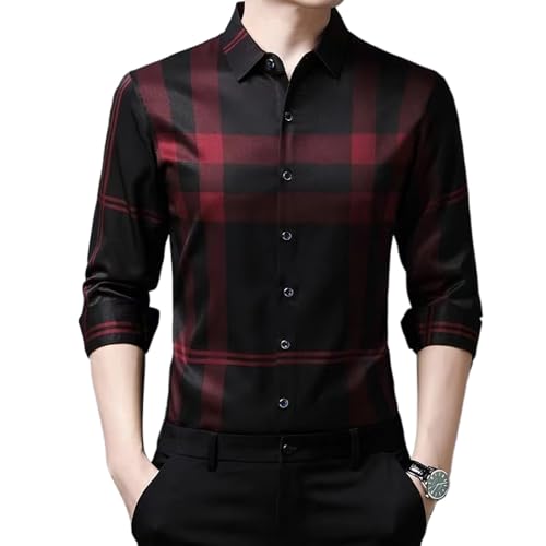 Chemise à manches longues pour homme WOLONG en coton respirant et rayé