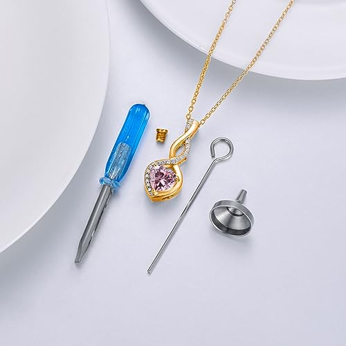 LONAGO Infinity Urn Necklace for Ashes, Sterling Silver/Gold Plated Birthstone Infinity Cremation Jewelry Gift Keepsakes Locket Necklace for Women Men Pet Human Ashes3