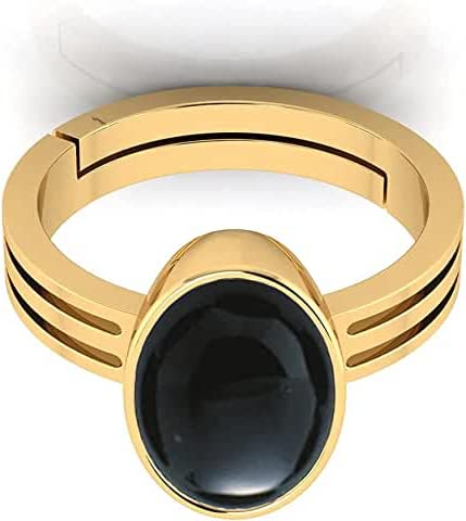 Anello regolabile in onice nero naturale certificato al 100% da 5,25 ratti/4,00 carati (Sulemani Hakik placcato in oro, 100% gemma certificata da laboratorio (top AAA+), qualità per uomini e donne