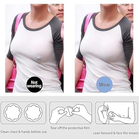 Image of 40 Pcs Nipple Covers Disposable Nipple Breast Covers for Women Breast Pasties Nipple Cover Sticker Flower and Round Pasties (20 Pairs)