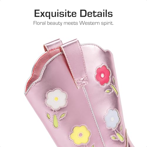 DREAM PAIRS Girls Cowgirl Boots Kids Mid Calf Western Boots Riding Shoes for Toddler/Little Kid/Big Kid3