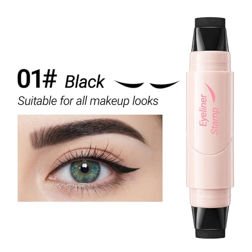Erinde Winged Eyeliner Stamp Pen, Dual Head Rotating Eyeliner Stamp Pencil for Perfect Wings, Quick-Dry, Long-Lasting, Waterproof Smudge-Proof Cat Eye Stamp Liquid Eye Liner Tool for Beginners, Black