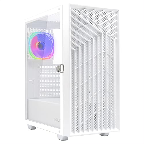 Noua Diamond C112 Bianco Case ATX per PC Gaming, Supporta E-ATX, 0.50MM SPCC Ventola LED ARGB...