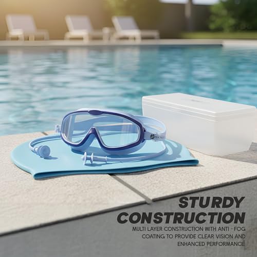 Image of KONEX Swimming Goggles | Kids | Big Frame | UV Lens | Anti-Fog | Blue
