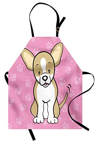 ABAKUHAUS Chihuahua Kochschürze, Cartoon-Hund, Fett Schmutz abweichent Waschbar Farbe verblassen Nicht, Kamel-Baby-Rosa