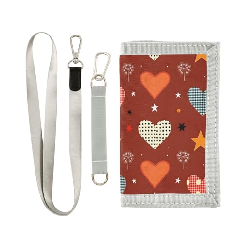 ALAZA Kids Wallets for Boys Girls Toddler Trifold Wallet Children Small Hearts Red Patch with Zipper Coin Pocket