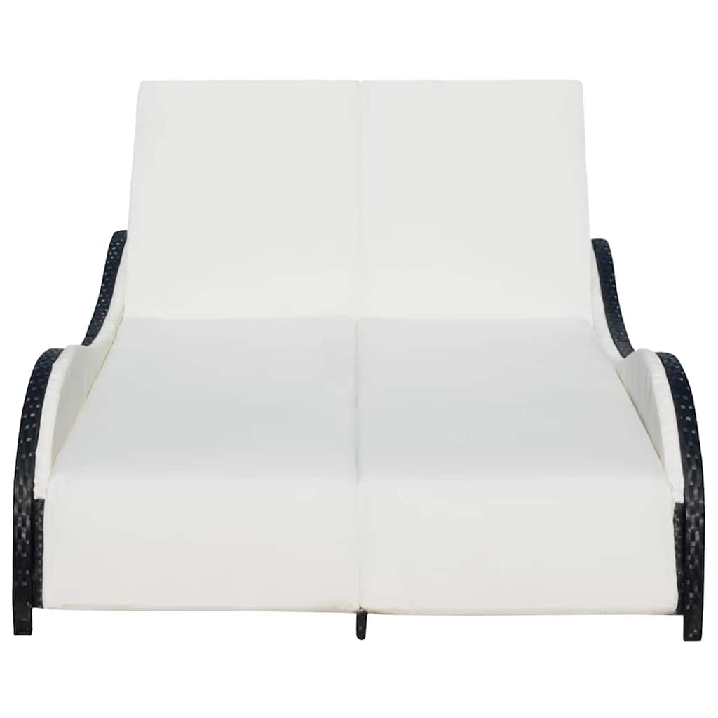 Doppel Sonnenliege Poly Rattan Gartenliege 2 Personen Schwarz
