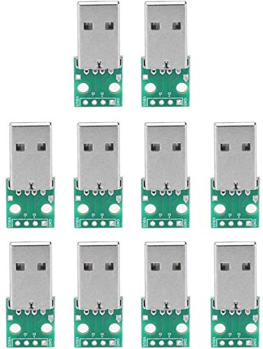ICQUANZX 10 Pcs USB Type A Fiche mâle vers Dip Adaptateur Carte 4 Broches 2.54mm Adaptateur de Pas pour DIY USB Alimentation/Breadboard Design