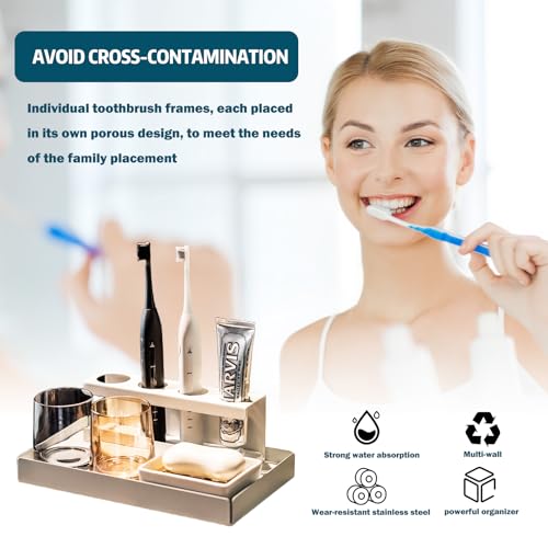 Support mural brosse à dents électrique 4 trous sans perçage base absorbante d'eau - 6