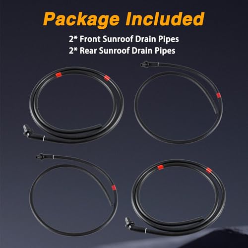 HIMARKLIF 2Pcs Front + 2Pcs Rear Sunroof Drain Tubes, Sun Roof Water Drain Pipes Hoses Compatible with Land Rover LR3 4.0L 4.4L 2005-2009 / LR4 3.0L 5.0L 2010-2015 Replace#:EEH500100 EEH500110
