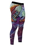 O2TEE Men’s UV Sun Protection Compression Long Leggings - Skin Tights for Sports, Dragon Beast,Large