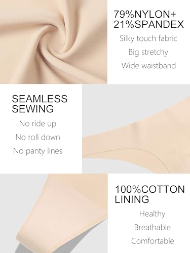 Seamless Thongs for Womens Underwear Sexy Panties for Ladies No Show Invisible Breathable Low Rise 6 Pack3