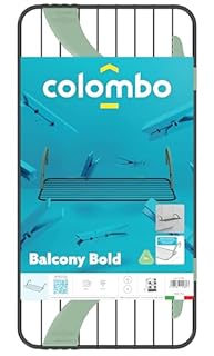 Colombo Stendibiancheria da balcone Balcony Bold in acciaio verniciato | fili spessi alluminio anti-pieghe | Manici modulabili universali | 10m superficie stenditura | Antiruggine | Made in Italy