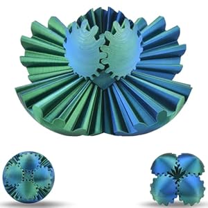 3D Printed Gear Sphere Ball – Colorful Gear Ball Fidget Gear Sphere Puzzle Cube Stress Relief Toy for Office and Home Decor Unique Idea for Friends and Family (Blue&Green)