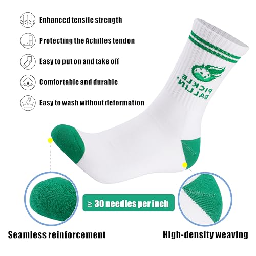 Newluck Pickleball Crew Socks 3 Pairs, Performance Pickleball Socks for Men Women Pickleball Gift, Sport Socks Moisture-Wicking with Compression, Apparel, Cushioned, Breathable, US Size 8-114