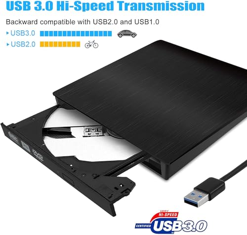 Unidad Externa Lectora y Grabadora de CD/DVD USB 3.0 Negra miniatura 2