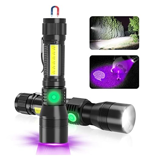 Vnina UV Rechargeable Flashlights Tactical,1000 High Lumens 3 in 1 LED Black Light Flashlight -Magnetic Base/Sidelight/Zoomable, Bright Pocket Flash Light for Stains Detection Camping Emergency,2PCS
