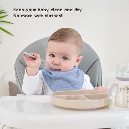 Image of Susurration Muslin Baby Drool Bibs 10Pack Soft Square Adjustable Bandana Bibs for Unisex Baby Girls & Boys