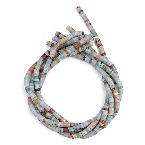 BEADIA Natural Amazonite Spacer Beads Caps Loose Semi Gemstone for Beading Jewelry Making 6mmx3mm 38cm