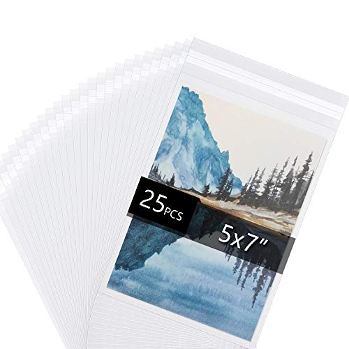 Falling in Art Acid Free 1.496mil (Single Side) Crystal Sealed Clear Bags for 5x7 Art Prints Photos 5 1/2 Inches by 7 5/9 Inches 25-Pack