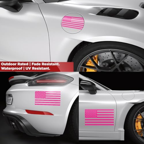 Image of American Flag Vinyl Decal USA Tactical Military Patriotic Subdued (Pink) (Set of 2) Premium Waterproof Vinyl Decal Stickers for Car Truck RV Helmet Bumper Window Laptop Rearview Mirror