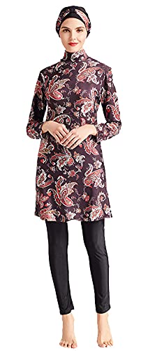 Alaysom Muslim Swimsuits for Women Modest Swimwear Beachwear with Hijab Burkini Swimming Costume Sportswear (Yellow, 3XL)