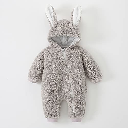 Newborn Baby Boy Girl Fleece Hooded Jumpsuit Snowsuit Cute Bunny Ear Romper Winter Coat Easter Outfits Outerwear2