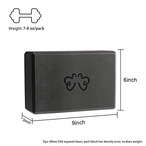 Yoga Blocks 2 Pack for Women Home Yoga Beginners Practices Class Studio Accessories,Pilates, Meditation,High Density EVA Non-Slip Surface Soft and Light (YB01-black) - Thumbnail 5