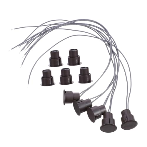 Unomor 2sets Black Reed Switch for Door Window Magnetic Sensor Alarm Easy Install 5pcs*2