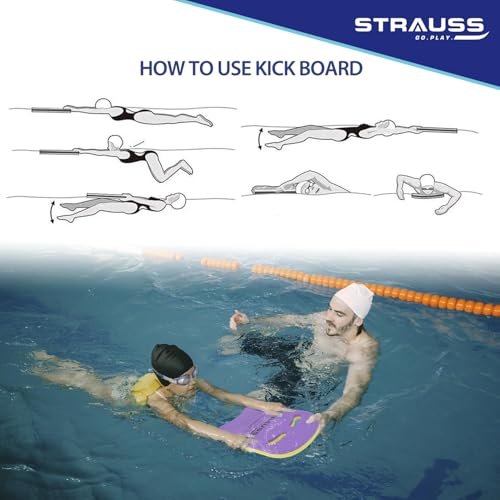 Image of STRAUSS Swimming Kick Board | Floating Board for Swimming Pool Training Aid Exercise Equipment | Swimming Accessories for Adults and Kids | Swimming Float Pad for Beginners,(Purple)