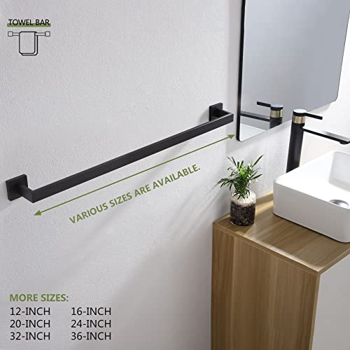 Image of KOKOSIRI 32-Inch Single Towel Bar, Bathroom Kitchen Towel Holder, Wall Mounted SUS304 Stainless Steel Towel Rack 2 Pack, Matte Black, B4003BK-L32-P2