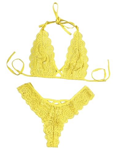 Image of Xs and Os Women Cross Style Lace Bra Panty Lingerie Set