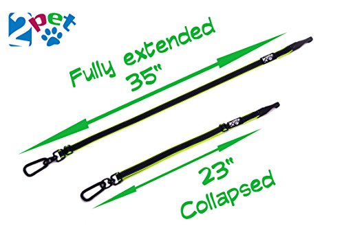 Dog Seatbelt Strap By 2Pet - Adjustable Dog Seat Belt For All Breeds – Use With Harness – All Car Makes – Carabiner Clip Leash – Green And Black #TOP3