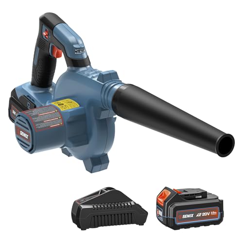 SENIX 20V Cordless Leaf Blower, 75 CFM & 180 MPH with 2.5Ah Battery&Charger