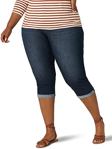 Lee Women's Plus Size Flex Motion Regular Fit 5 Pocket Capri Jean, Bewitched, 18 W