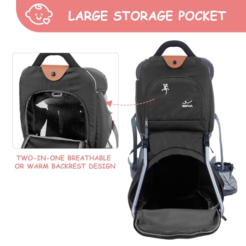image for Wipha Baby Backpack Carrier, Toddler Carrier with Canopy, Adjustable a