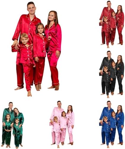 2026 Christmas 𝓕𝓪mily Silk 𝓟𝓪𝓳amas Matching Sets Long Sleeve 𝓟𝓳 Set ...