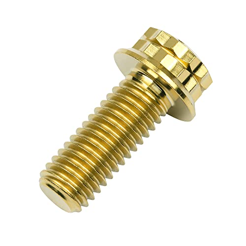 Image of Titanium Flange 12 Point Head M8 x15 20 25 30 35 40 45 50 55 60 65mm Screw Bolt Pack of 4 (M8x20mm, Gold)