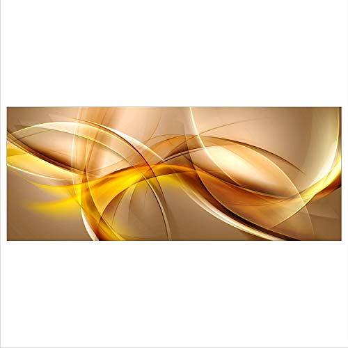 Quadro in Vetro Decorativo, 125 x 50 cm, XL, Motivo Astratto, Oro