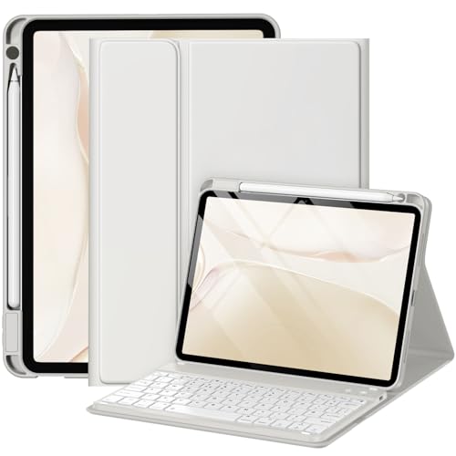 drivego Case with Keyboard for iPad Air 11 Inch (M4 2026/M3 2025/M2 2024) Detachable Keyboard Case for iPad Air 4/5th generation 10.9 Inch Pencil Charging Anti-Detach Keycaps UK Layout Grey